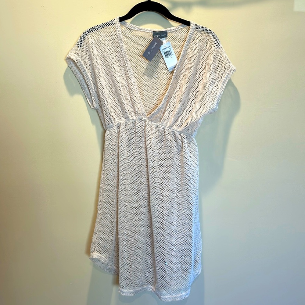 Beach/ pool coverup 30 inches long mesh with a touch of sparkle .